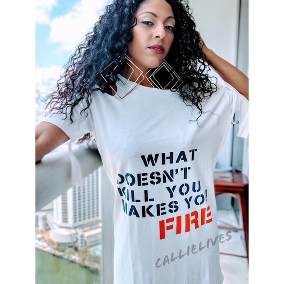 Miz FIRE: What Doesn' Kill You Makes T-Shirt Dress - Picture 4 of 8